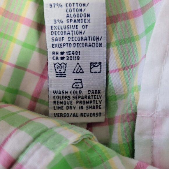 Tommy Hilfiger Golf Shorts 8 Green Pink Plaid High-rise Bermuda Tee Holder - Picture 11 of 13